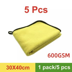 Pack of 5 Car Washing Towel Durable Super Thick Polish Microfiber Car Cleaning Cloth 40x30 Cm / 15.7 x 11.7 Inch (approx)