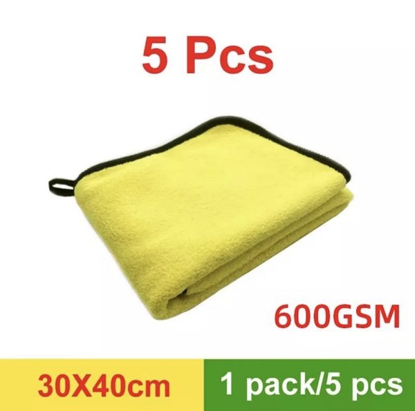 Pack of 5 Car Washing Towel Durable Super Thick Polish Microfiber Car Cleaning Cloth 40x30 Cm / 15.7 x 11.7 Inch (approx) - Image 2