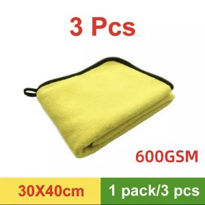 Pack of 3 Car Washing Towel Durable Super Thick Polish Microfiber Car Cleaning Cloth 40x30 Cm / 15.7 x 11.7 Inch (approx)