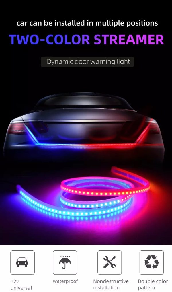 Car Dashboard Police Strip Light Red and Blue Flexible Emergency SOS Strip Light 48 inch - Image 4