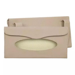 Car Tissue Box Visor Type PU Leather Car Tissue Box Napkin Holder Car Tissue Holder Car Seat Box Beige