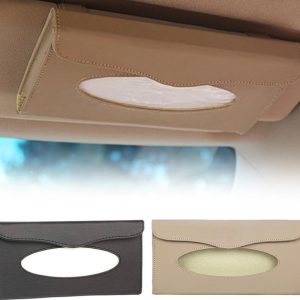 Car Tissue Box Visor Type PU Leather Car Tissue Box Napkin Holder Car Tissue Holder Car Seat Box Beige