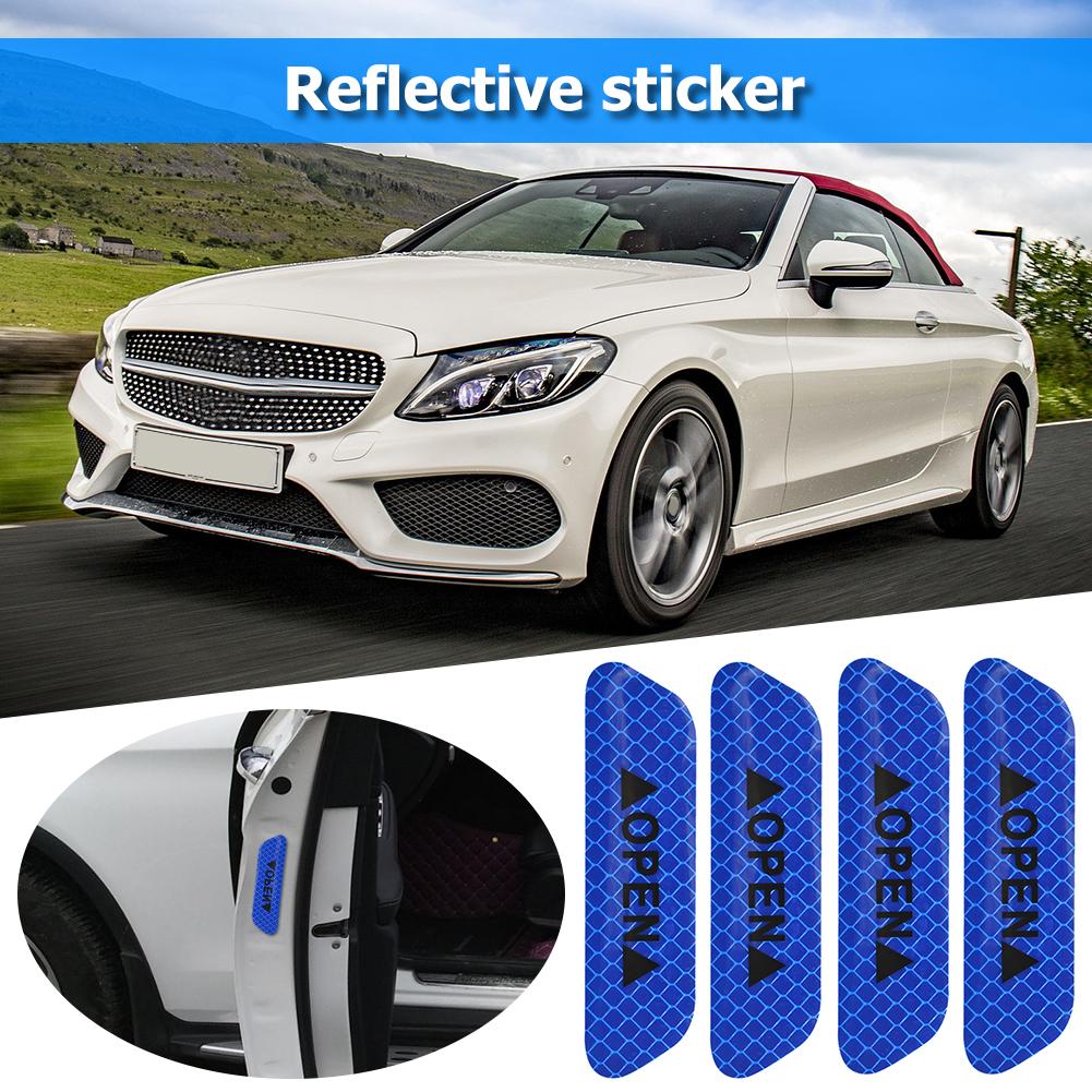 4PCS Super Car Door Open Sticker Reflective Tape Safety Warning