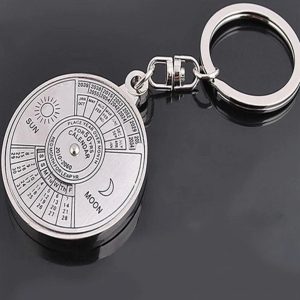 50 Years Perpetual Calendar Key Chain Silver Alloy