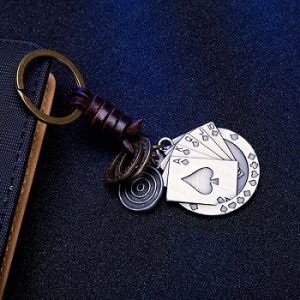 Creative Poker Pendant Suspension Leather Keys Chain