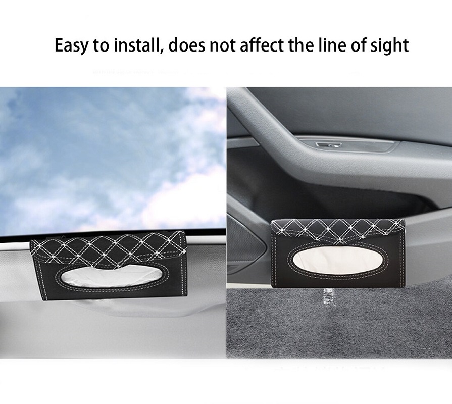 Car Sun Visor Tissue Box PU Leather - Image 4