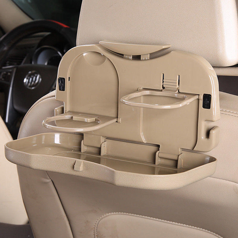 1 PC Folding Car Back Seat Table Stand Beige - Image 5