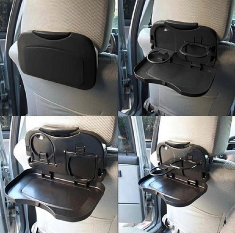 1 Pc Folding Car Back Seat Table Stand Black - Image 2