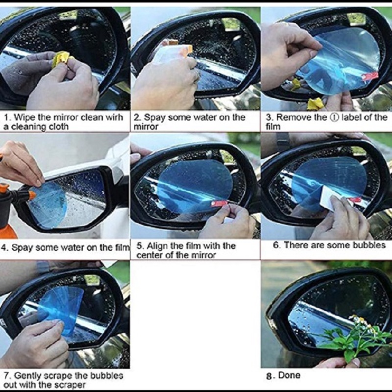 2 Pack Oval Car Rearview Mirror Protective Film Waterproof Rainproof Clear Protective Film - Image 3