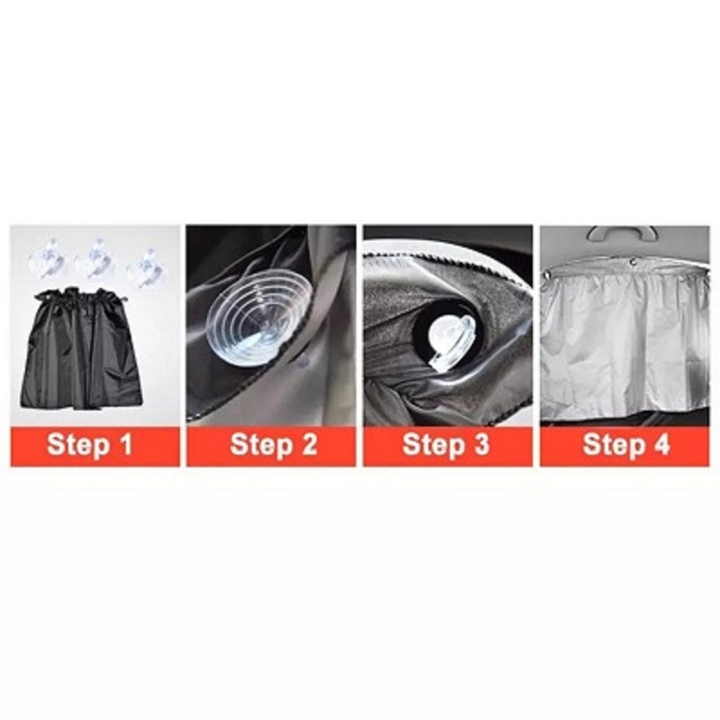 2 PCS Set Sucker Fixing Car Sunshade Curtains Silver Coating Cloth - Image 2
