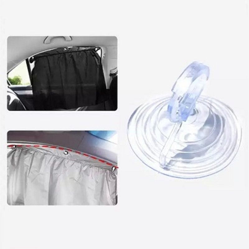 2 PCS Set Sucker Fixing Car Sunshade Curtains Silver Coating Cloth - Image 3