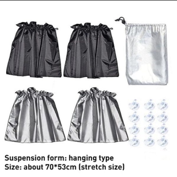 4 PCS Set Sucker Fixing Car Sunshade Curtains Silver Coating Cloth - Image 4