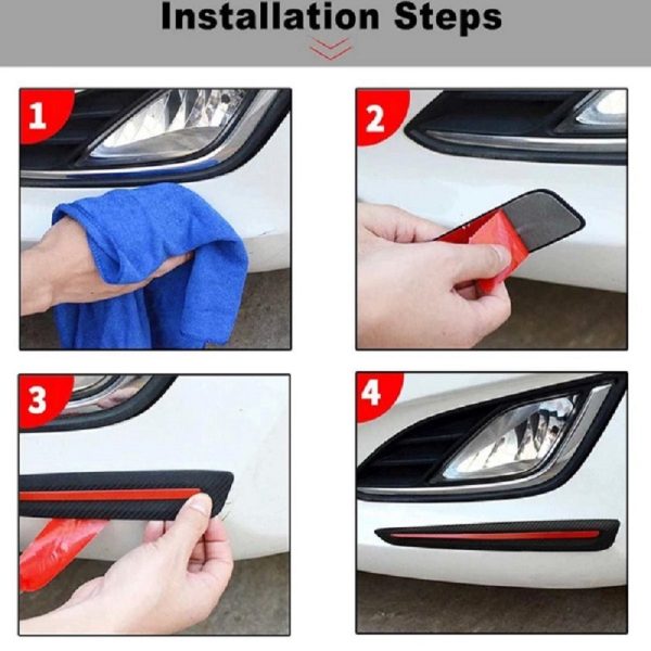 2Pcs Car Universal Front Rear Carbon Fiber Bumper Air Guard - Image 4