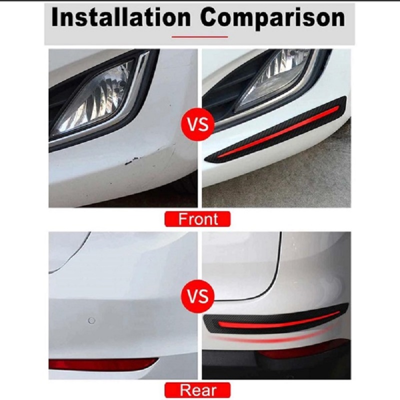 2Pcs Car Universal Front Rear Carbon Fiber Bumper Air Guard - Image 3