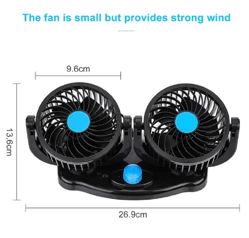12V 360 Degree Adjustable Car Auto Air Dual Head Fan - Image 4