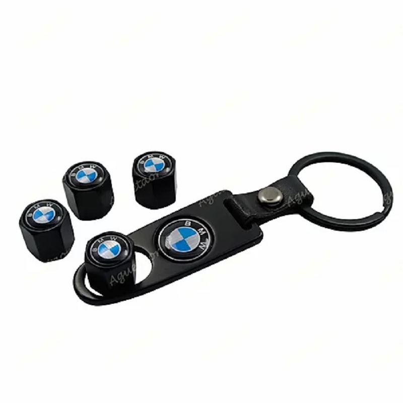4X B.M.W Logo Car Wheel Tyre Valves Dust Stems Air Caps + Keychain