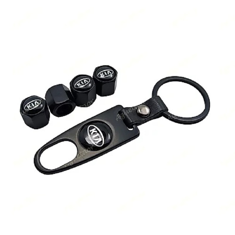 4X K.I.A Logo Car Wheel Tyre Valves Dust Stems Air Caps + Keychain - Image 2