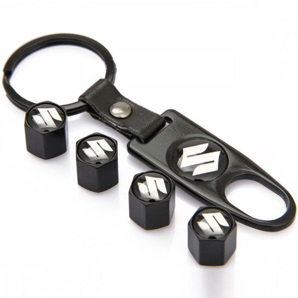 4X S.u.z.u.k.i Logo Car Wheel Tyre Valves Dust Stems Air Caps + Keychain - Image 3