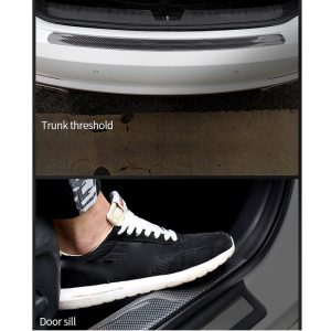 2 PCS Carbon Fiber Rubber Styling Door Sill Protector 7cm X 1 Meter