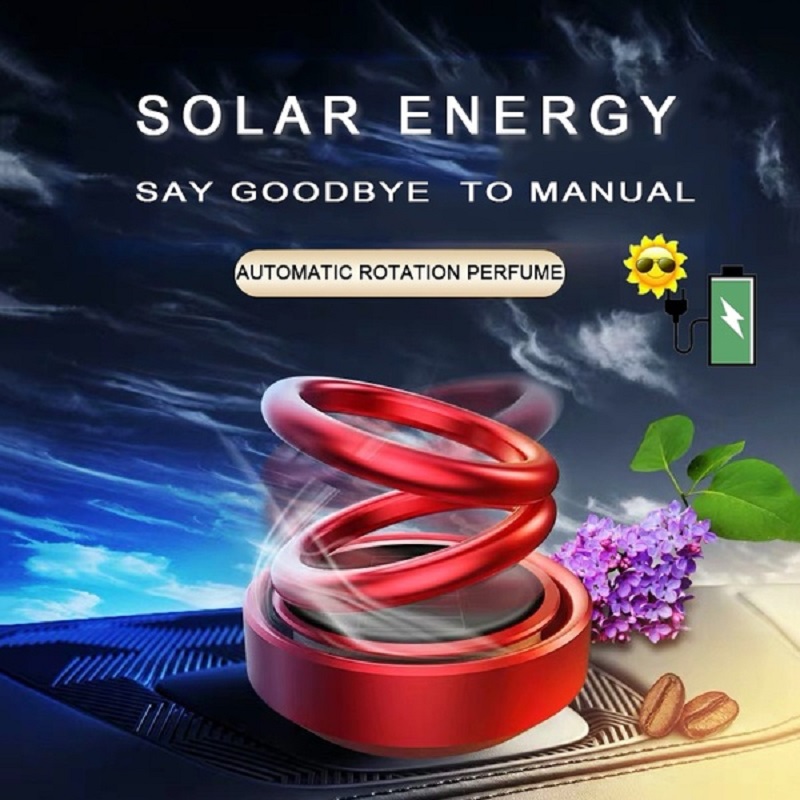 Auto Car Double Ring Rotating Solar Energy Car Air Freshener Red