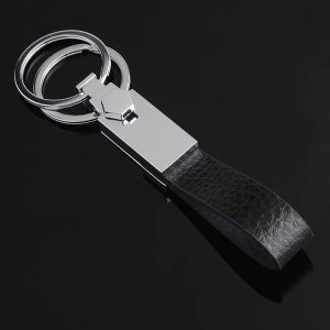 Double Ring Leather Metal Key Chain