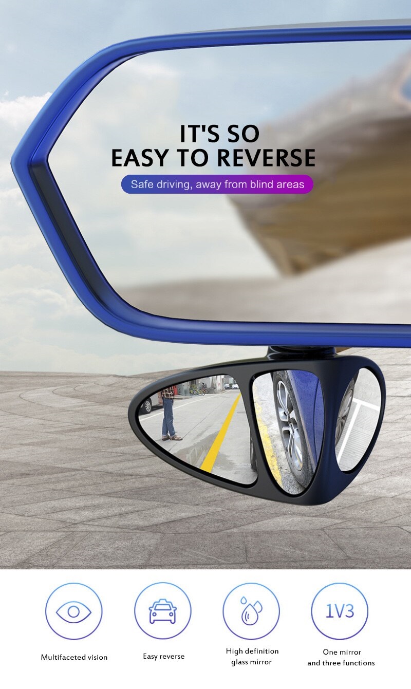 Adjustable 3 in 1 Car Blind Spot Wide Angle View Left Mirror - Image 3