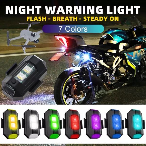 2 Pcs Universal Led Aircraft Strobe Lights Anti Collision Warning Light with USB Charging 7 Colors - Image 4