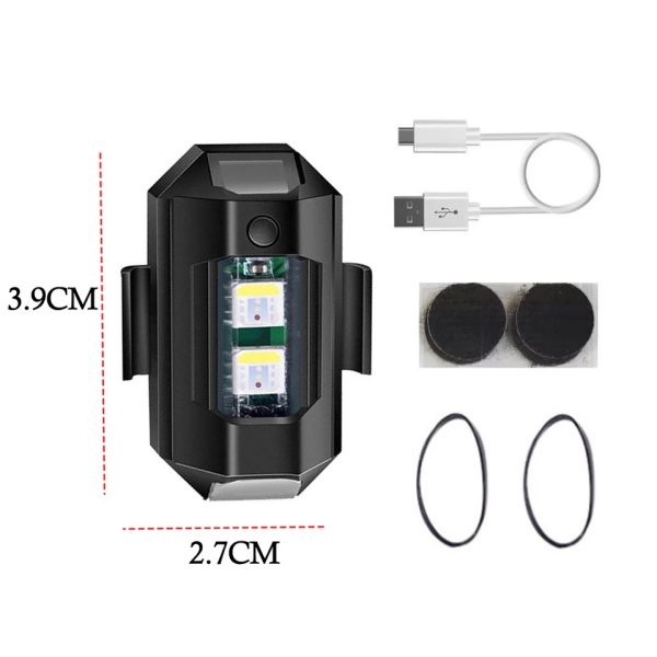 2 Pcs Universal Led Aircraft Strobe Lights Anti Collision Warning Light with USB Charging 7 Colors - Image 3