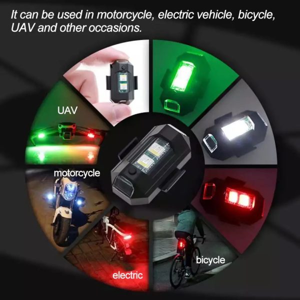 Universal Led Aircraft Strobe Lights Anti Collision Warning Light with USB Charging 7 Colors - Image 2