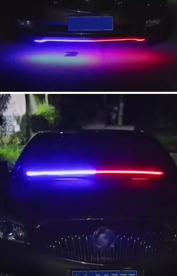 Car Dashboard Police Strip Light Red and Blue Flexible Emergency SOS Strip Light 48 inch - Image 3