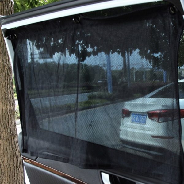 Pack of4 Car SunShade Side Window Curtain Auto Car Curtain Car UV Protection Sun Shade Curtains Side Window Visor Mesh Cover - Black - Image 5