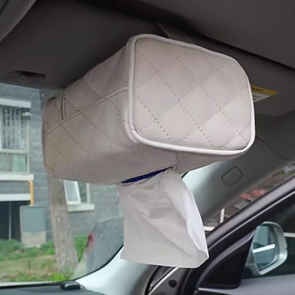 1 Pc Car Hanging Tissue Paper Box Beige - Image 2