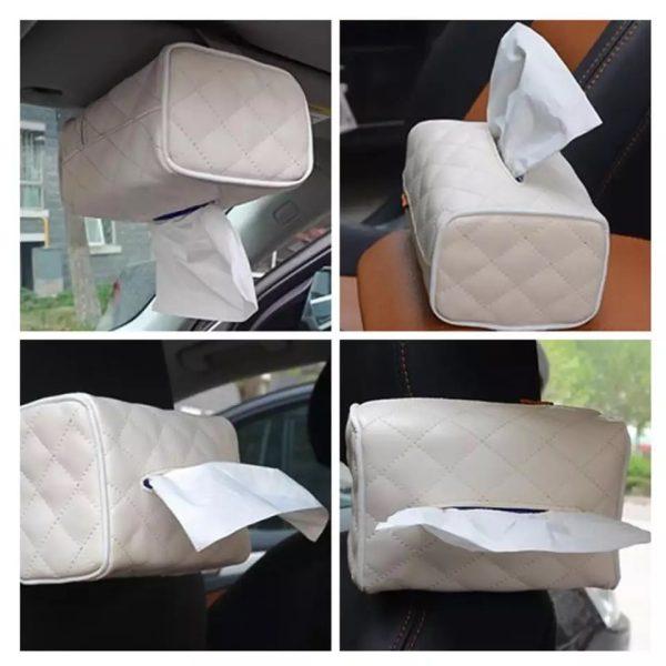 1 Pc Car Hanging Tissue Paper Box Beige - Image 3