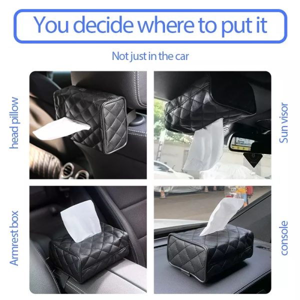 1 Pc Car Hanging Tissue Paper Box Beige - Image 4