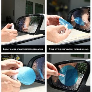 2 Pack Round Car Rearview Mirror Protective Film Waterproof Rainproof Clear Protective Film