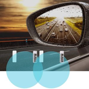 2 Pack Round Car Rearview Mirror Protective Film Waterproof Rainproof Clear Protective Film