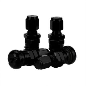 Aluminum Car Tubeless Wheel Tire Valve Stems With Dust Caps Black