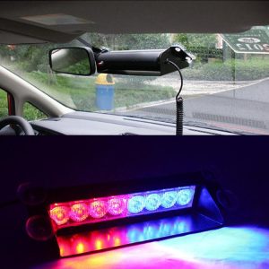 8 LED Red and Blue Police Flash Light For Dashboard