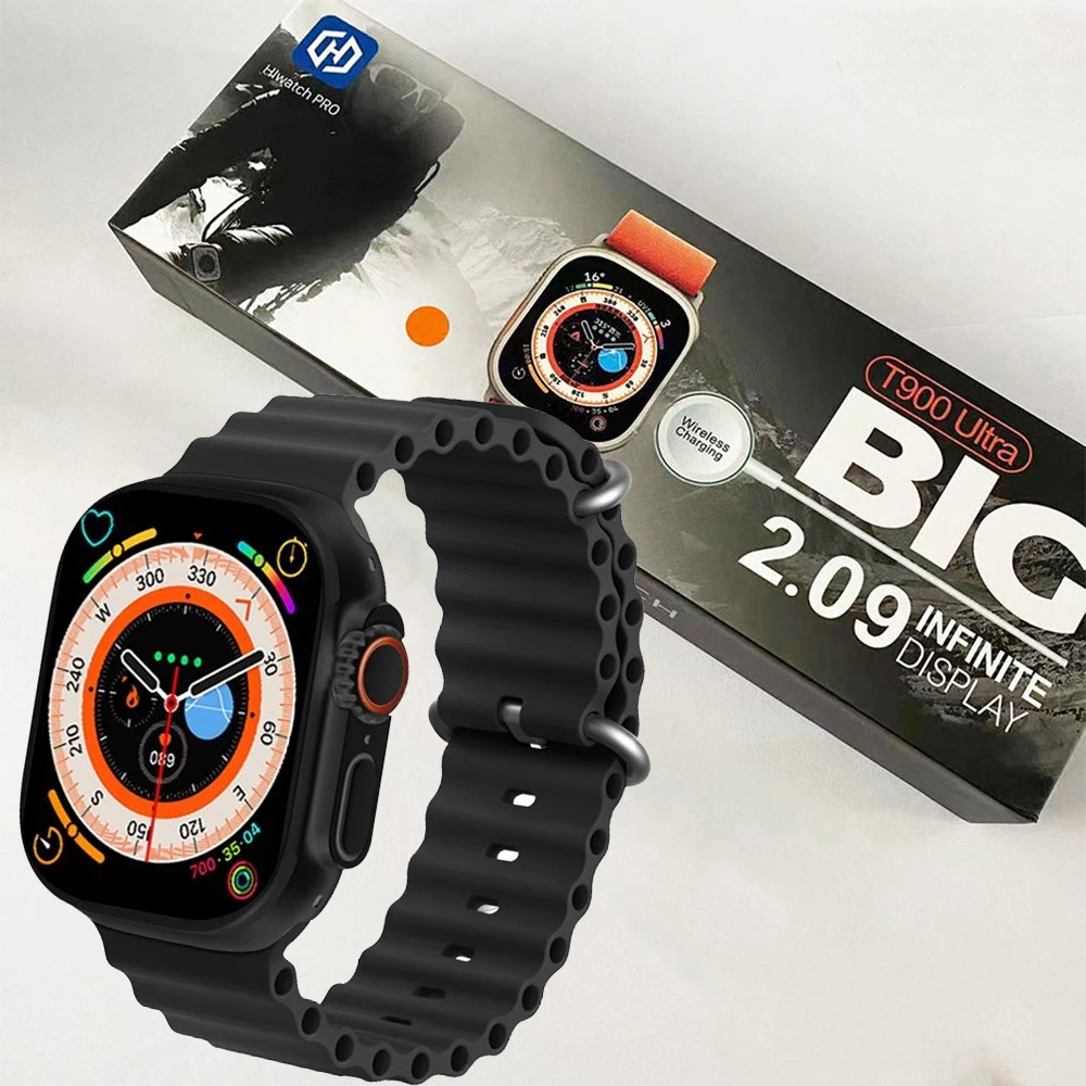 T900 ULTRA 2.09 INCH BIG DISPLAY BLUETOOTH CALLING SERIES 8 WITH ALL SPORTS FEATURES & HEALTH TRACKER, SMART WATCH BLACK