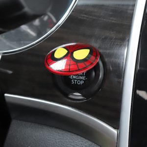 Car Interior Decoration Auto Switch Ignition Universal Anti-Scratch Car Engine Push To Start Stop Button Cover for Spiderman