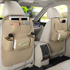 1 PC Car Seat Back Organizer Kids Kick Mats Protectors Beige