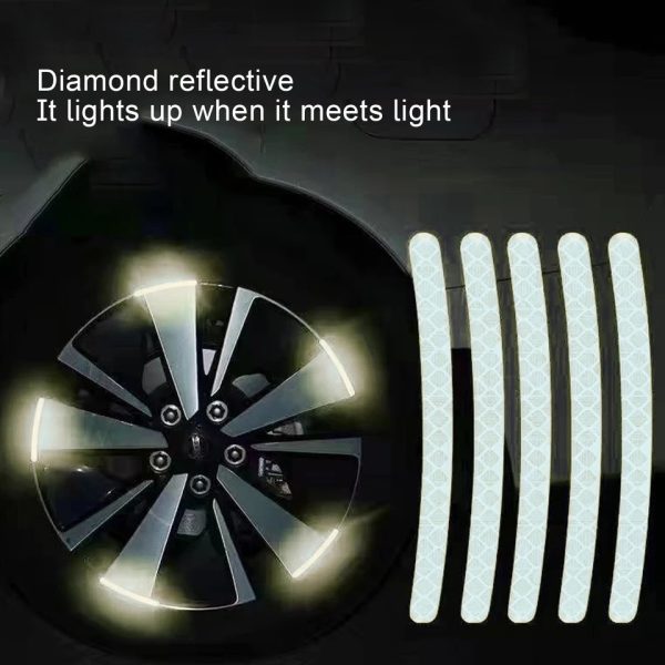 20 Pcs Car Wheel Hub Reflective Sticker Tire Rim Reflective Strips Luminous Sticker for Night Driving White - Image 5