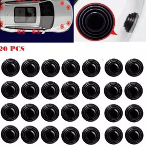 20 Pcs Door Shock Absorber Pads Buffer Bumper Pads Shock Absorption Sound Insulation Rubber Black with car